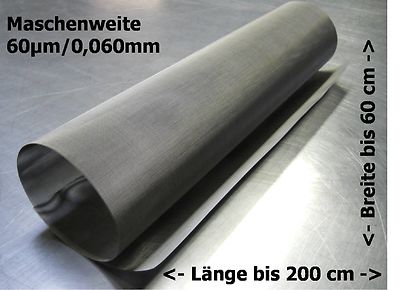Filtergewebe Edelstahl Mesh Gaze Drahtfilter 0,060mm 60µm  // bis zu 200x60cm