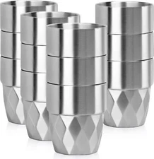 Stainless Steel Cups 10 oz, 12 Pack Bulk Stackable Insulated Stainless Steel