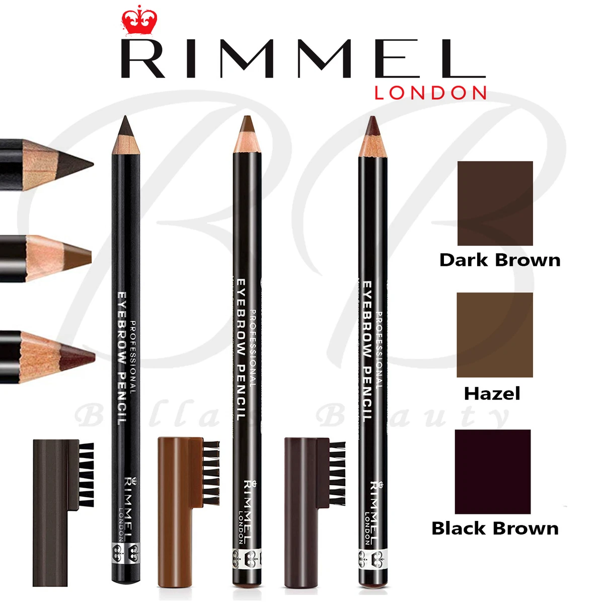 RIMMEL London Eyebrow Pencil with Brush Comb DARK BROWN HAZEL