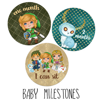 Video Game Baby Monthly Milestone Stickers - Zelda Themed Hero of Time Gamer 