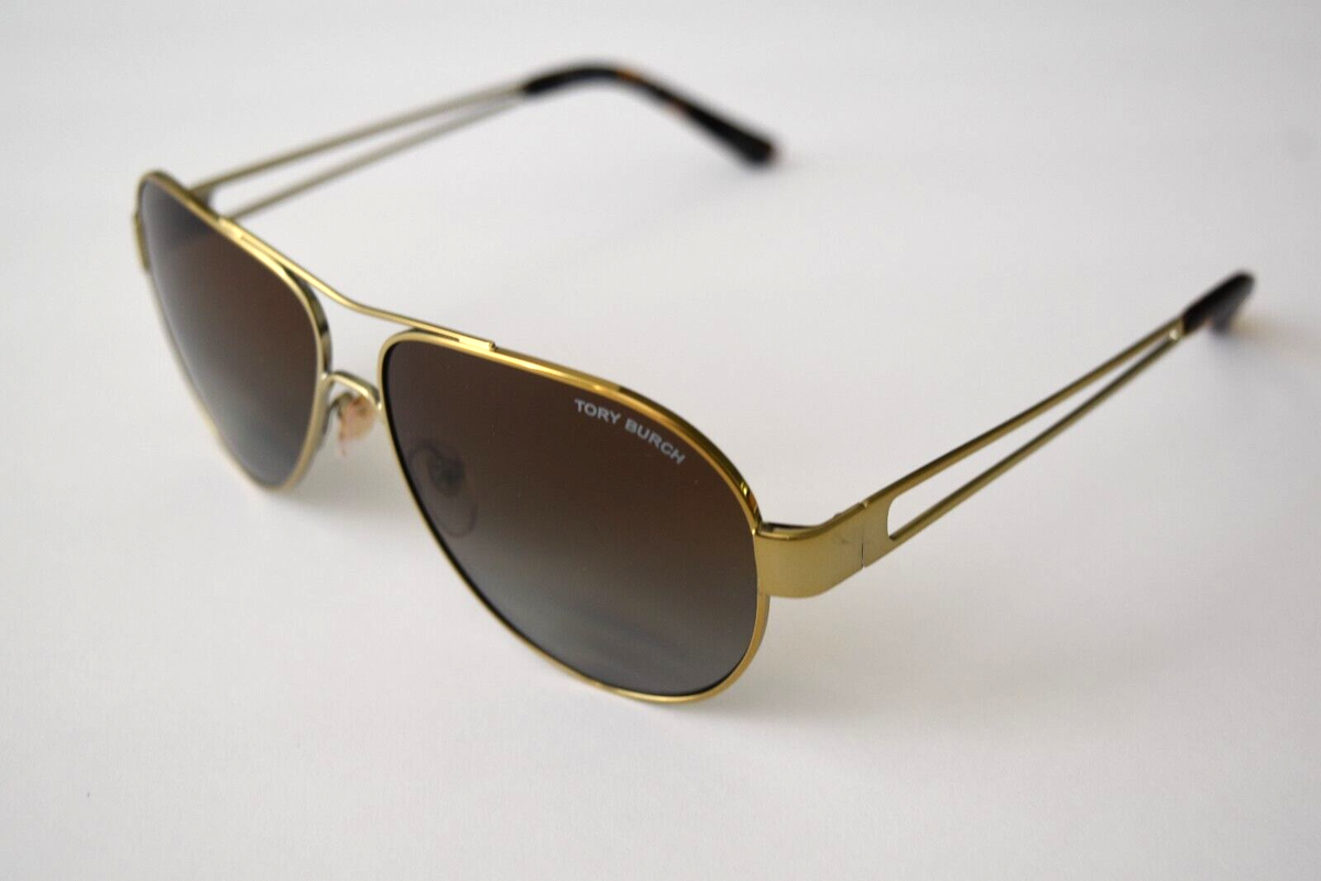 Tory Burch Aviator Gold Havana Polarized TY6060 3041T5 55-12 