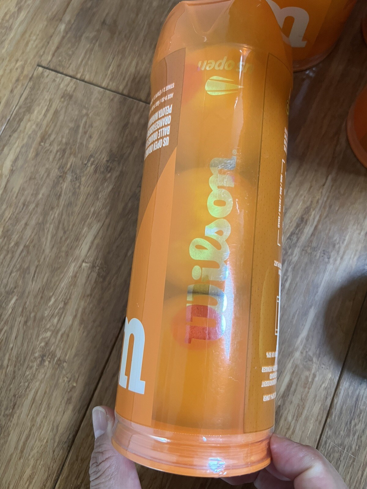 Wilson Tennis Balls orange junior Brand New In Sealed Bottle 3 Balls