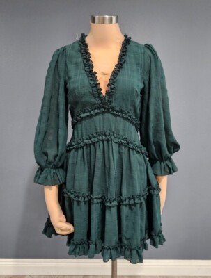 Nwt SAINTS & SECRETS Green Ruffled Tiered Fit Flare Mini Dress M | eBay Nwt SAINTS & SECRETS Green Ruffled Tiered Fit Flare Mini Dress M | eBay