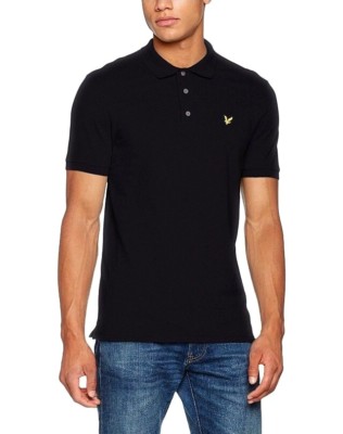 Neu Herren Lyle & Scott SP400VTR klassisches Piqué Poloshirt echt schwarz Größe M