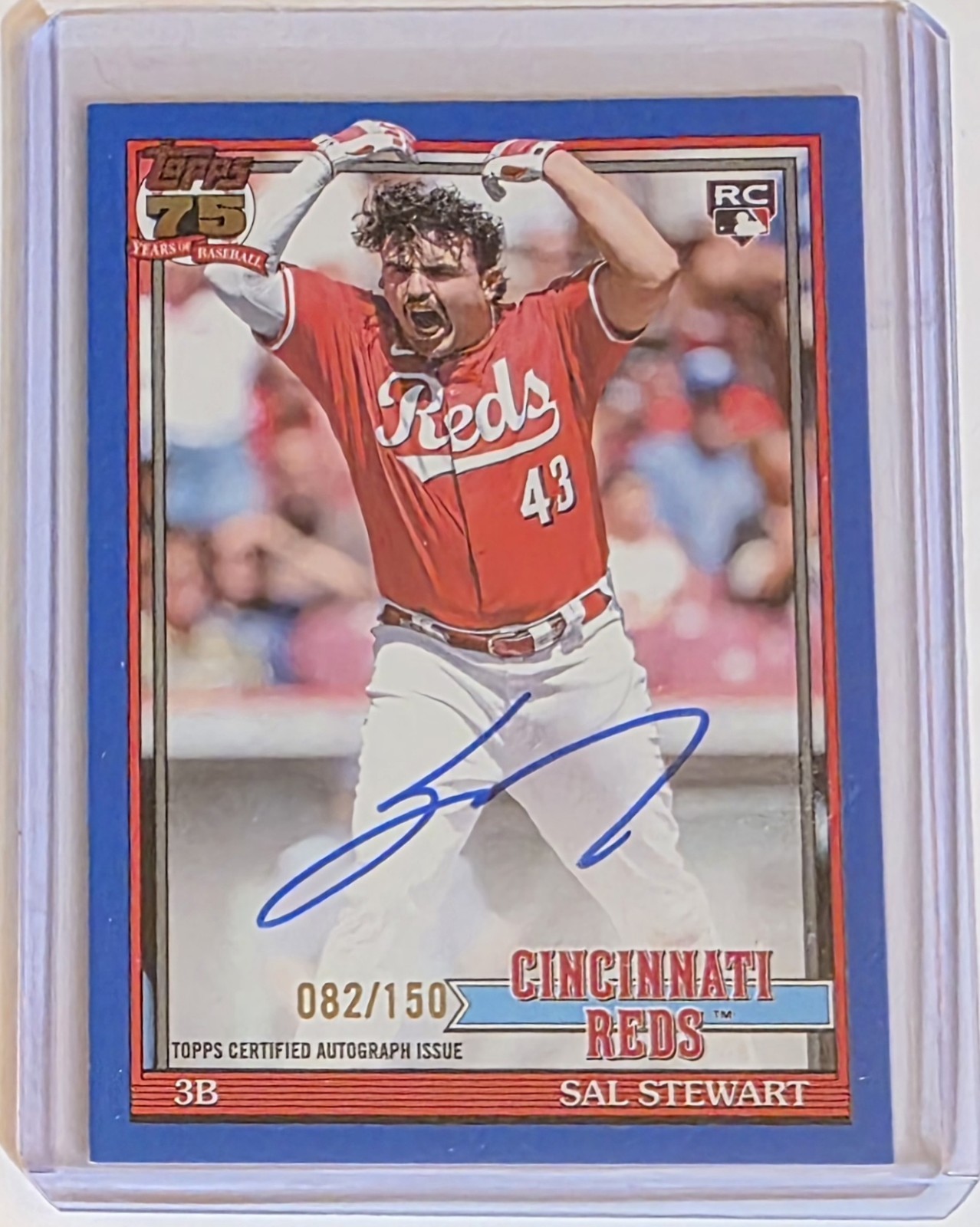 2026 Topps Series 2 Sal Stewart 1991 Autograph Blue 91B2-SS #82/150 Rookie