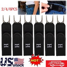 2/6PCS Tactical Metal Hook Elastic Belt Buckle-Less Invisible Waist Belt Closure