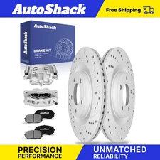 Front Drilled Slotted Brake Rotors Ceramic Pads Calipers for Ford Edge V6