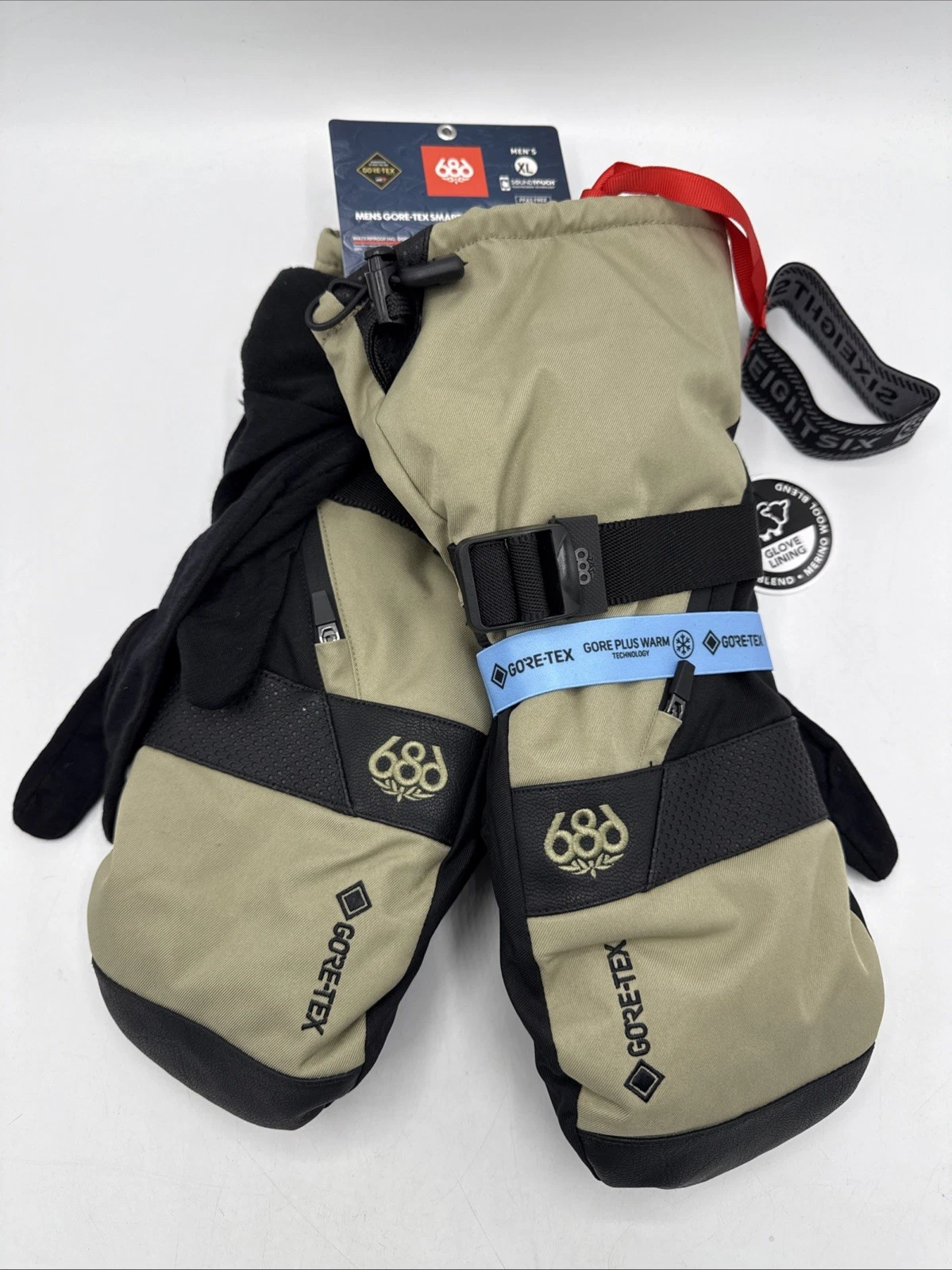 686 Gore-Tex Smarty 3-in-1 Gauntlet Gloves Men's - XL / Sage NWT Merino Wool Lin