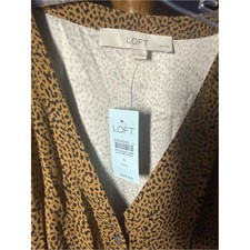 LOFT 6 Petite Leopard-Print Button Front Dress