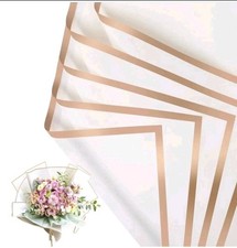 40 Sheets White Gold Edge Waterproof Flower Wrapping Paper Bouquet Packaging