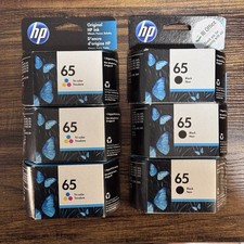 New HP 65 3x Black  3x Tri-Color Ink Cartridge Genuine OEM Exp Feb-Mar/2023