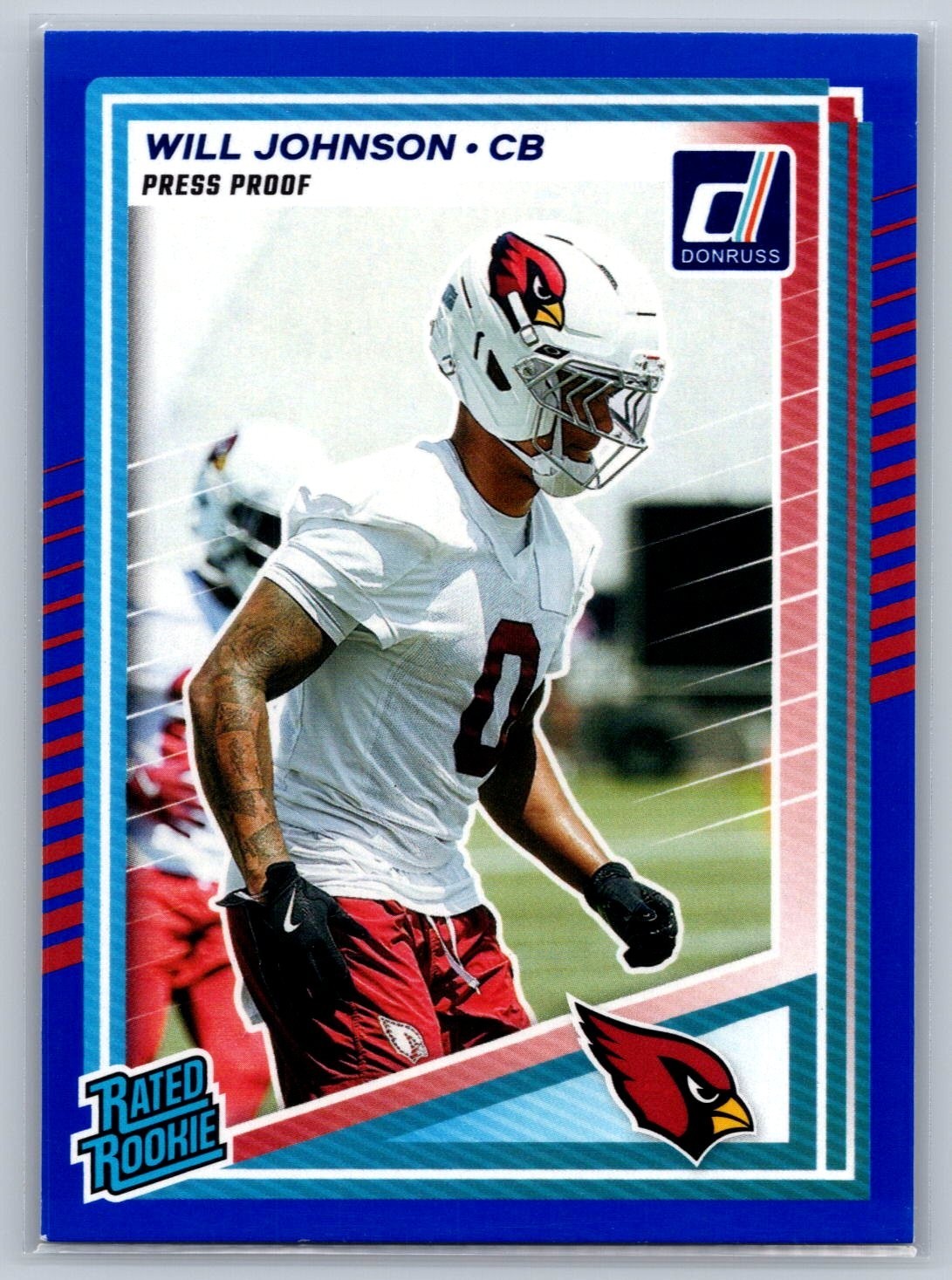 2025 Panini Donruss - Rated Rookie Will Johnson #396 Press Proof Blue (RC)