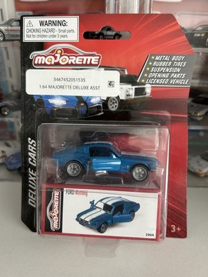 NIB MAJORETTE 1968 FORD MUSTANG BLUE/WHITE STRIPES NICE