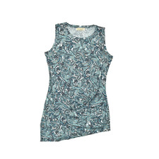 Michael Kors Women's Large Blue Paisley Sleeveless Asymmetrical Hem Mini Dress