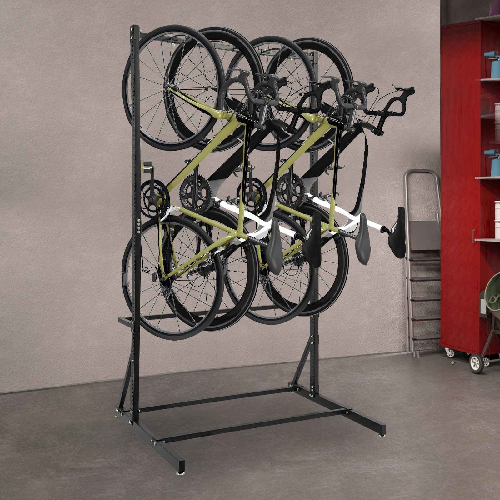 (New) 5 Bike Storage Rack Bicycle Organizer Vertical Floor Rack Holding Display Stand (141.14 USD)