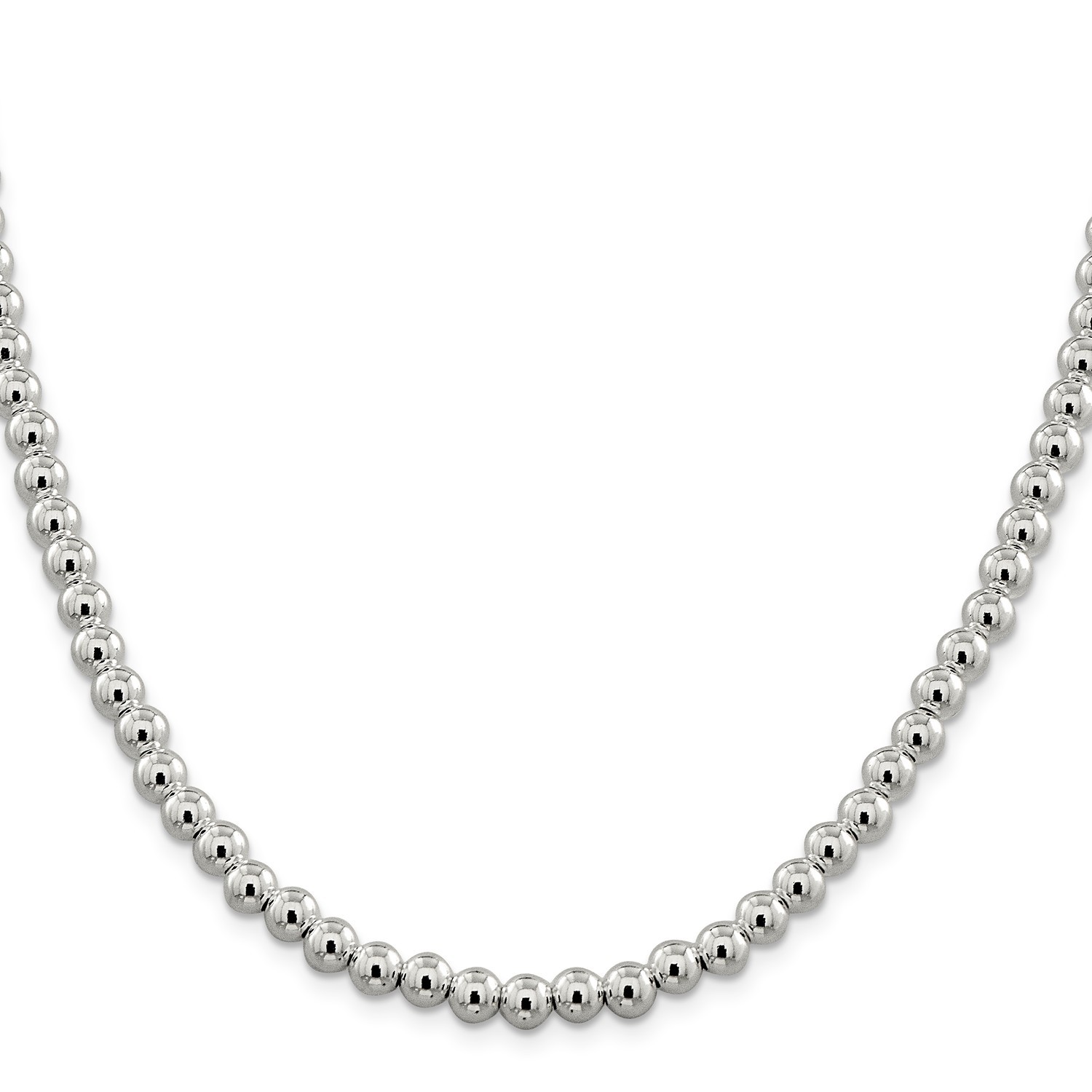 Sterling Silver Hollow 6.10mm Beaded Box Chain w/ Lobster Clasp 16" - 20"
