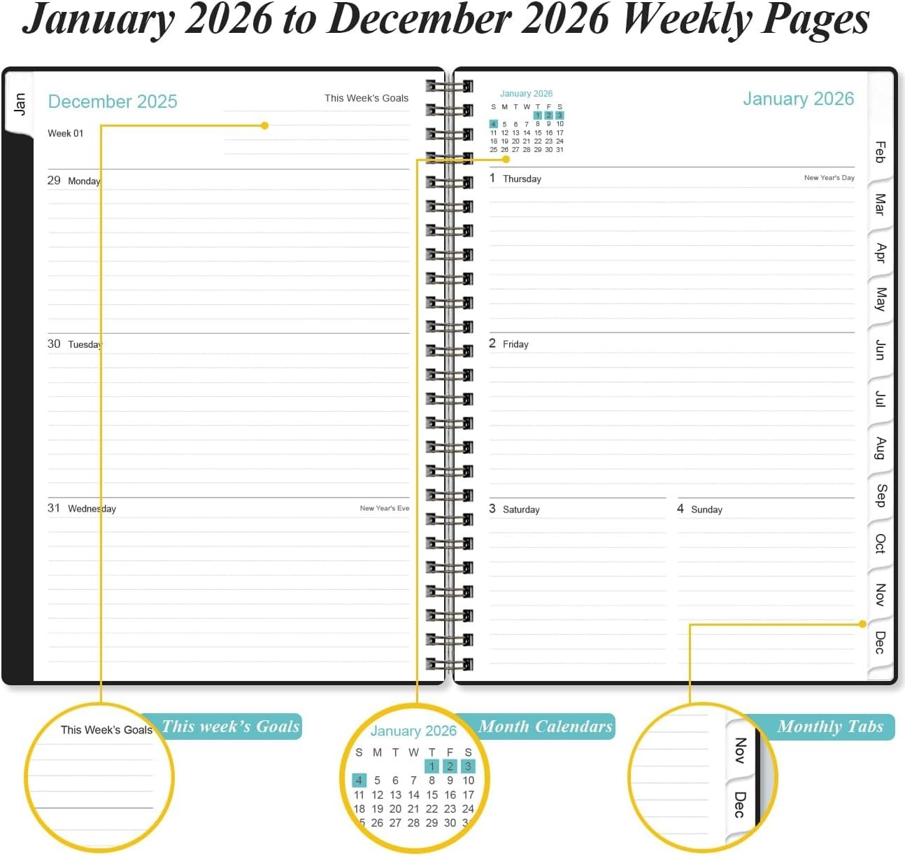 Flexible A5 Planner 2026 - Organized Monthly & Weekly Pages, Perfect for Travel