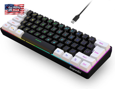 Snpurdiri 60% Wired Gaming Keyboard, Small RGB Backlit Membrane Gaming Keyboard,