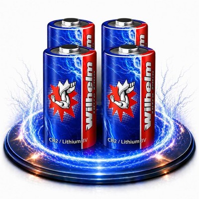 4 x Wilhelm CR2 Batterien 3V Lithiumbatterie CR2A DLCR2 CR17355 Lithium Batterie