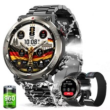 Montre Connectée Homme Militaire GPS, 5ATM Étanche Montre Fitness Montre Sport 3 Bracelets