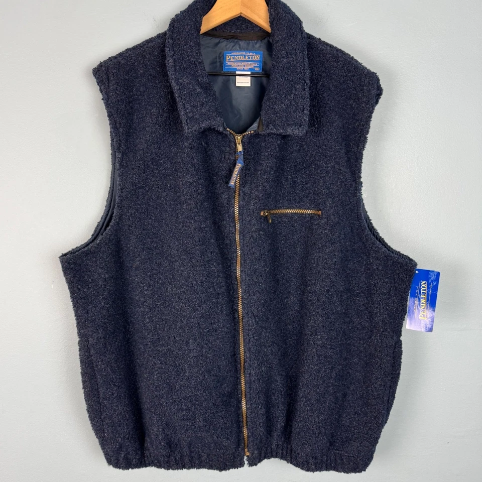 NEW Pendleton Men's XL Navy Blue Sherpa Fleece Vest Full Zip Acrylic Polyester - Image 2 of 4
