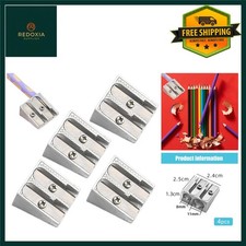 Durable Dual Hole Metal Pencil Sharpeners Aluminum Alloy Pocket Size 4 Pc