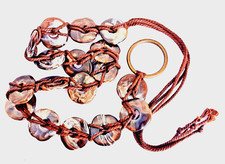 Belt Hippie Boho Cord Caramel Browns Swirls Acrylic Open Discs Vintage Cool 28"