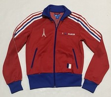 Giacca Adidas donna piccola ricamata amo Parigi Francia full zip vintage 2006