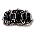 Natural Black Onyx Marquise Vintage Solid 925 Sterling Silver Band Ring SZ 6.75
