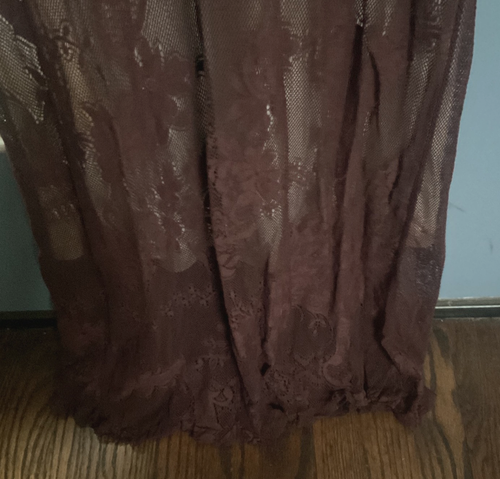 2000S CHRISTIAN LACROIX  Long Choco Brown Sheer Chantilly Lace Gown S - Zdjęcie 13 z 14