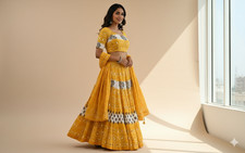 Cotton Long Skirt Bandhani Print Women Wear Lehenga Unstitched Blouse Set