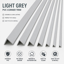 Light Grey PVC Corner Angle Trim 2.5M  90° Wall Edge Protector Plastic Profile