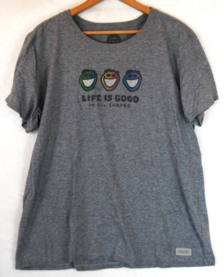 Life Is Good Crusher XL Womens Heather Gray T-shirt In All Shades