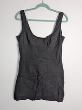 Urban Outfitters Dress Womens M Black Short Sheath Tank Strappy Lined Linen