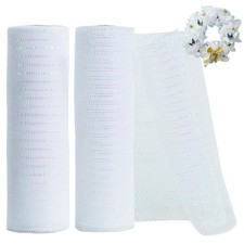 2 Rolls 10 inch x 10 Yards White Deco Mesh Ribbon with Foil for Wreaths