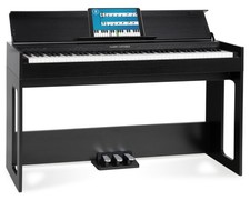 Pianoforte Digitale 88 Tasti Pesati Keyboard 10 Suoni USB 3 Pedali Nero Opaco
