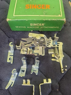 8 Pieces- Vintage Singer Sewing Machine Attachments With Original Box