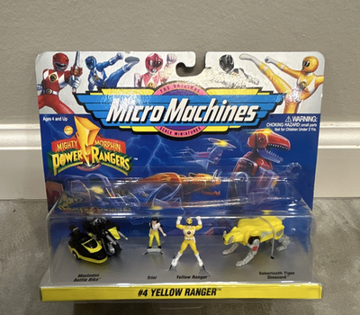 #ad Micro Machines Mighty Morphin Power Rangers Yellow Ranger Set Bike amp; Tiger $25.00