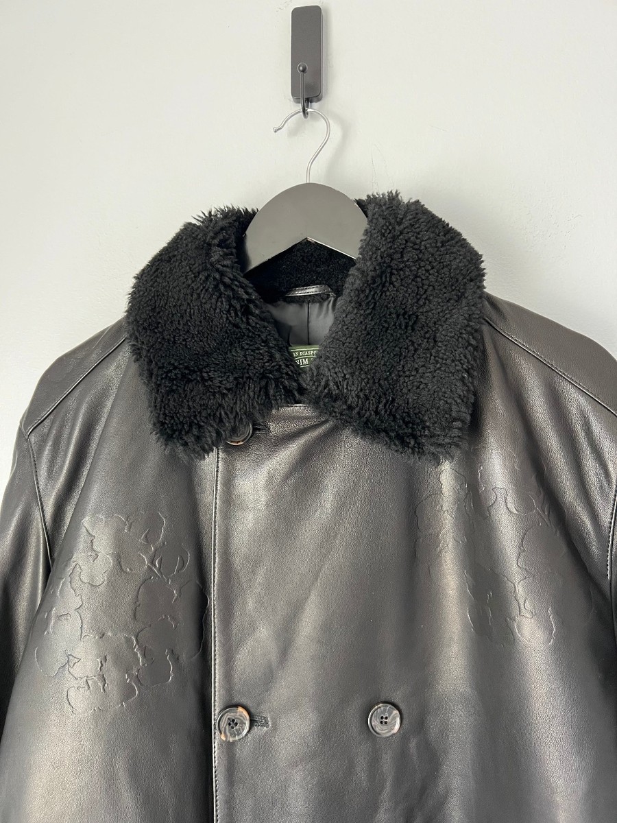 Denim Tears Oakland Wreath Winter Leather Coat - Size XL - Black
