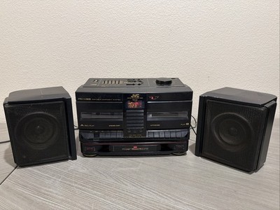JVC Boombox PC-V88 Hyper Bass Equalizer AM/FM,Dual Cassettes,CD Input FULLY WORK