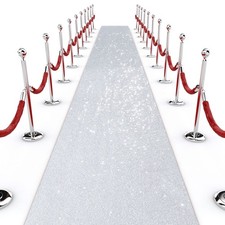 Sequin Aisle Runner Wedding Glitter Rug 4x15 Ft Silver Party Decor Carpet