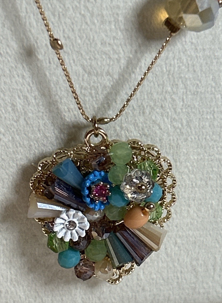 Betsey Johnson Multi Layer Statement Necklace Gla… - image 2