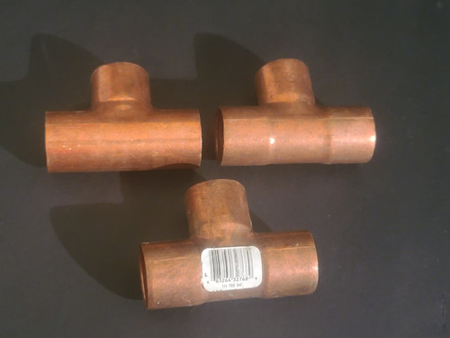(LOT OF 3) 3/4" Copper TEE T Wrought Copper CxCXC Fitting Solder Sweat Water