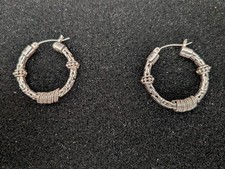 Sterling Silver Bali Hoop Earrings 925 Rope Twist Tribal Artisan Jewelry