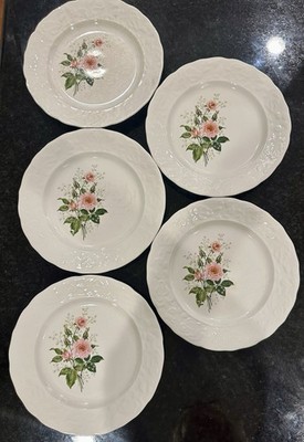 5 pc Tavern On The Green Restaurantware 9 1/8'' Luncheon Plates Pink Rose Buffalo