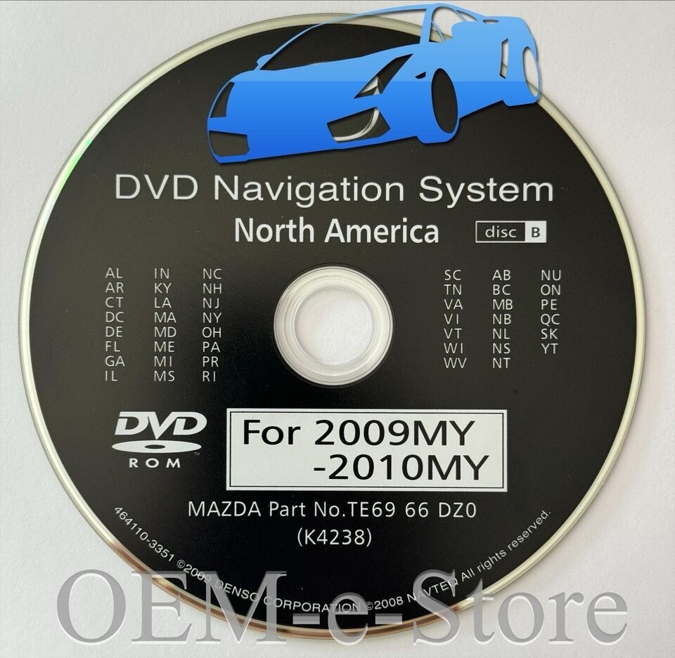 2009 2010 2011 2012 Mazda CX-9 Mazda6 Navigation DVD Coverage EAST