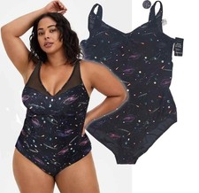 TORRID Womens 1 Wire Free Full Coverage GALAXY V-NECK ACTIVE SWIM SUIT Tank NWT