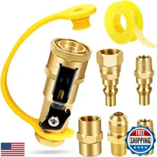 Detoypapa 7pcs Propane Quick Connect Fittings, 1/4" RV Shutoff Valve, and Ver