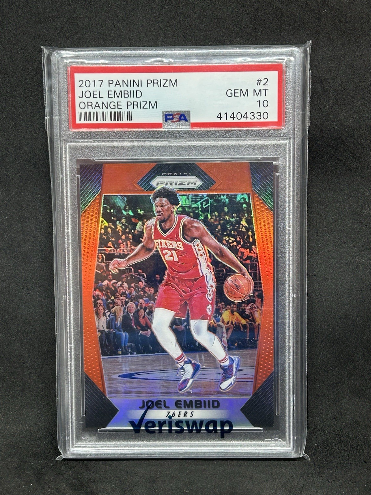 2017 Panini Prizm Joel Embiid /49 Orange Prizm #2 PSA 10 Sh
