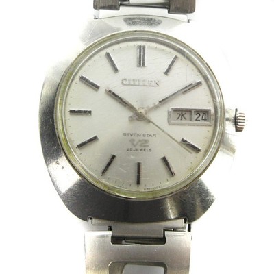 Citizen Seven Star V2 4-720105 Automatic Watch Silver Dial Steel Band Used